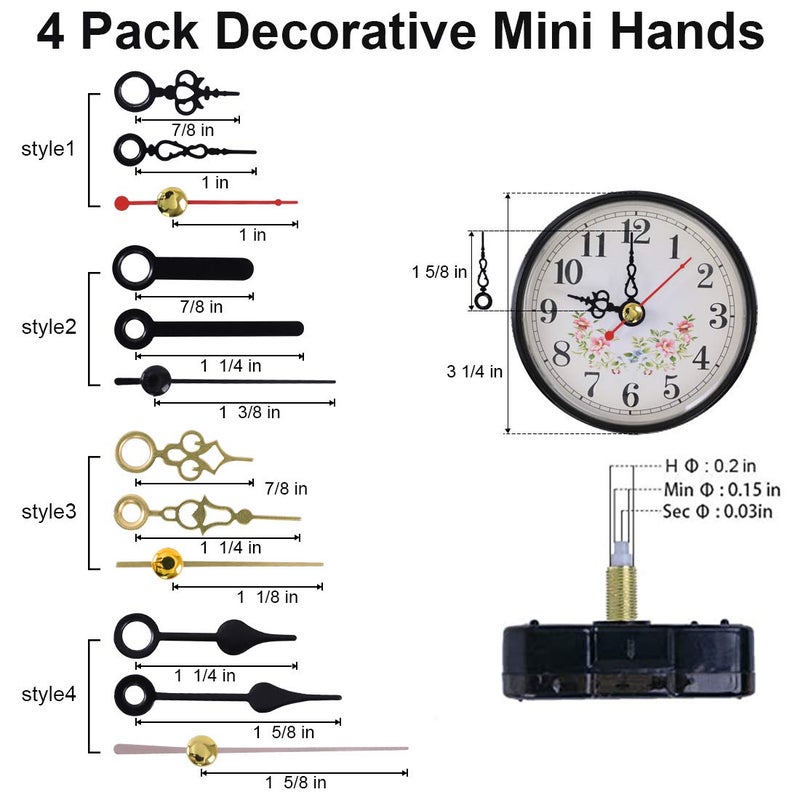 EMOON 2-Pack Silent Clock Movement Kit with 4 Pairs of Short Handsï¼ŒDIY Repair & Replacement Motor, Total Shaft Length 5/8 in - Image 3